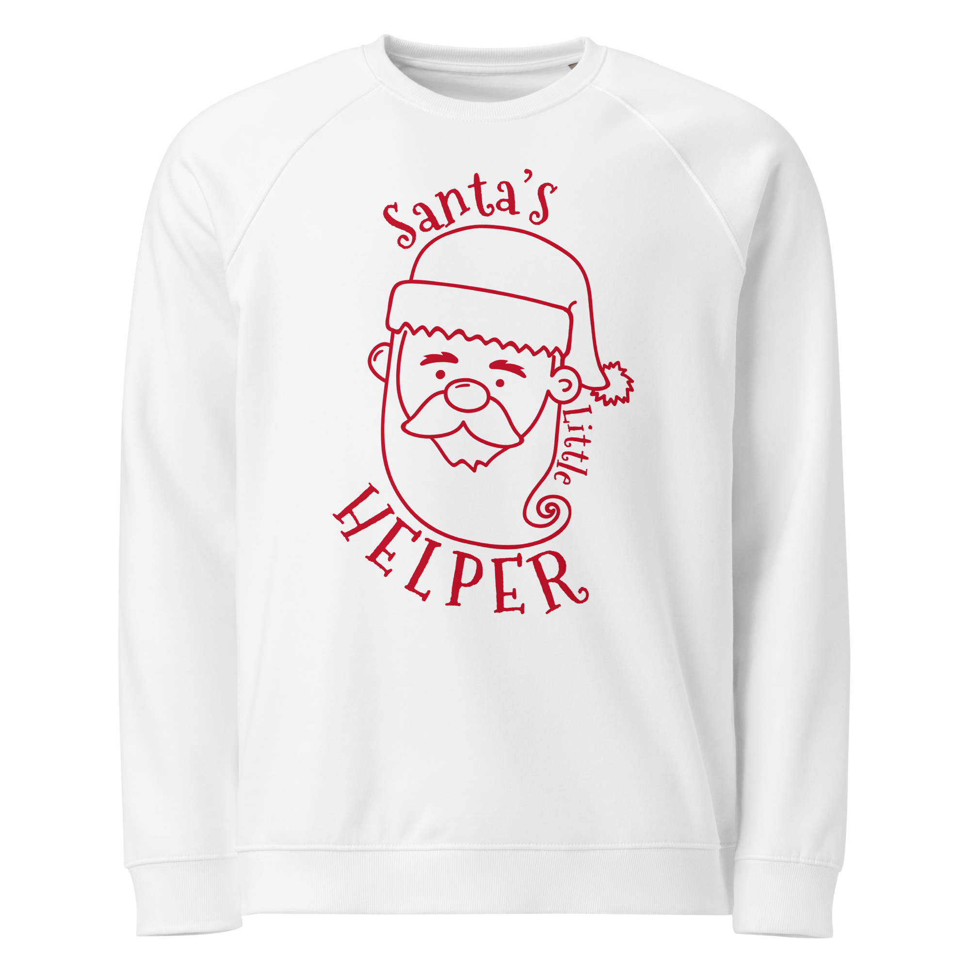 Unisex Santa S Helper Christmas Raglan Printed Sweatshirt black