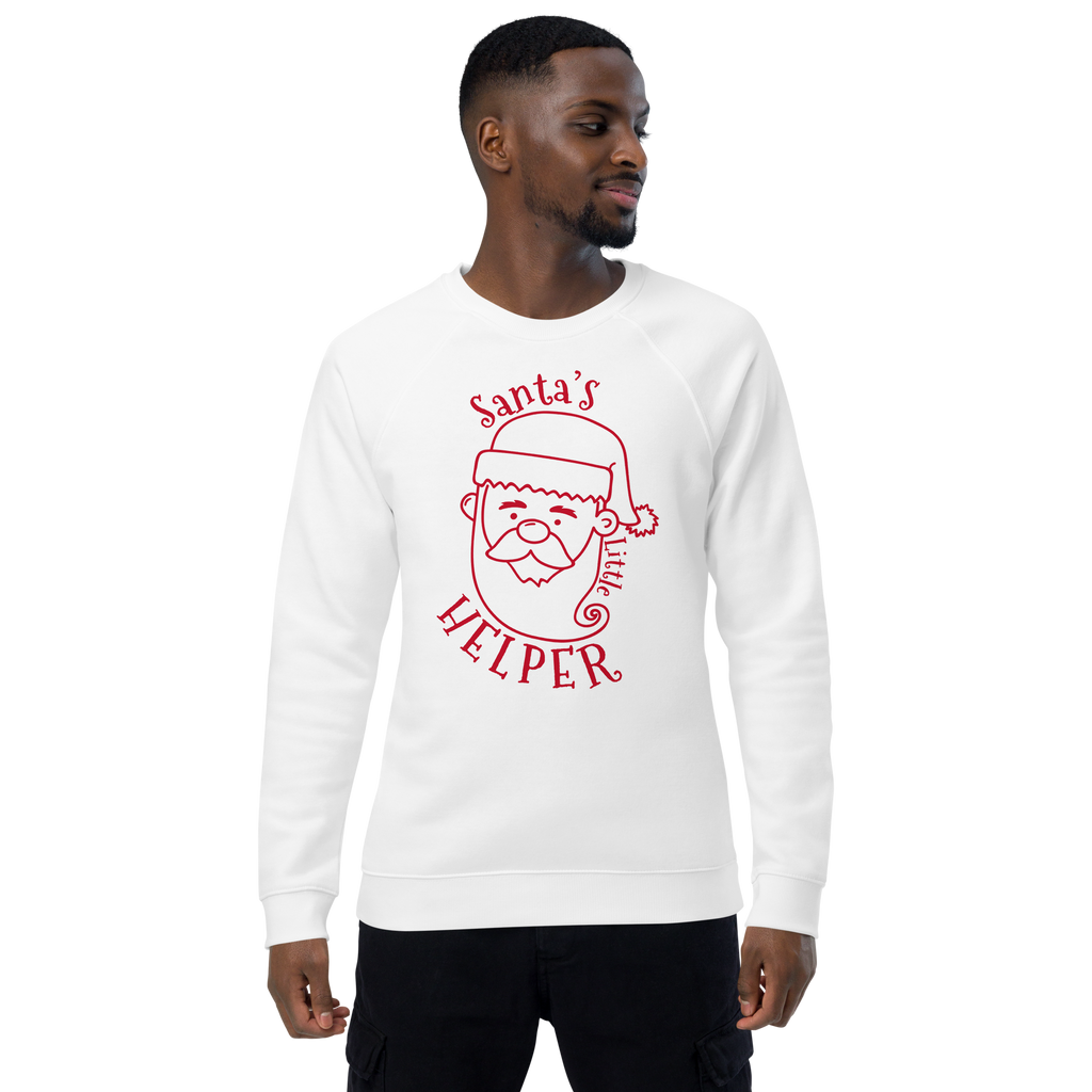 Unisex Santa S Helper Christmas Raglan Printed Sweatshirt black