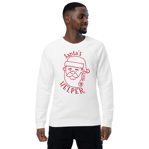 Unisex Santa S Helper Christmas Raglan Printed Sweatshirt black