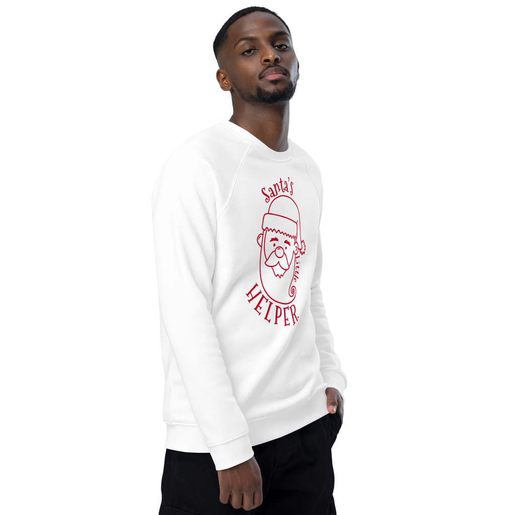Unisex Santa S Helper Christmas Raglan Printed Sweatshirt black