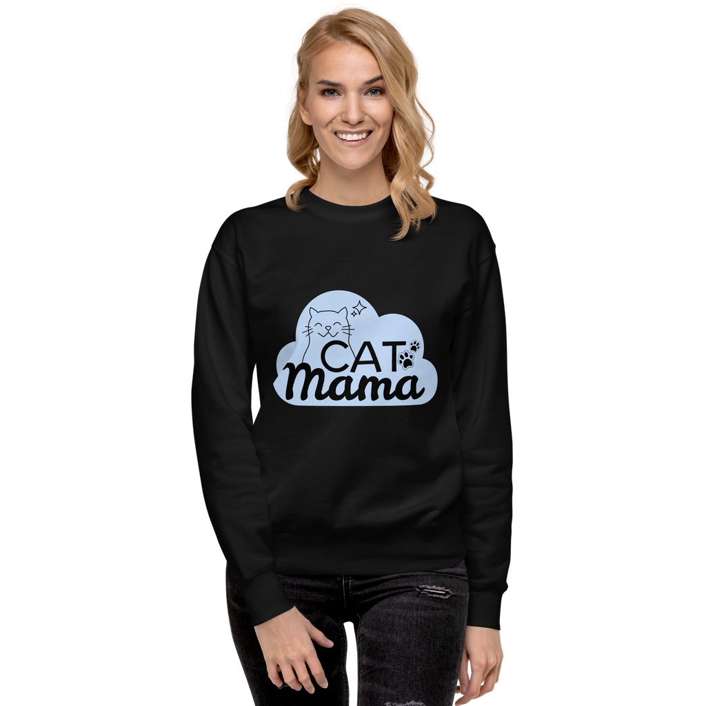 Unisex Cat Mama Premium Printed Sweatshirt charcoal-heather