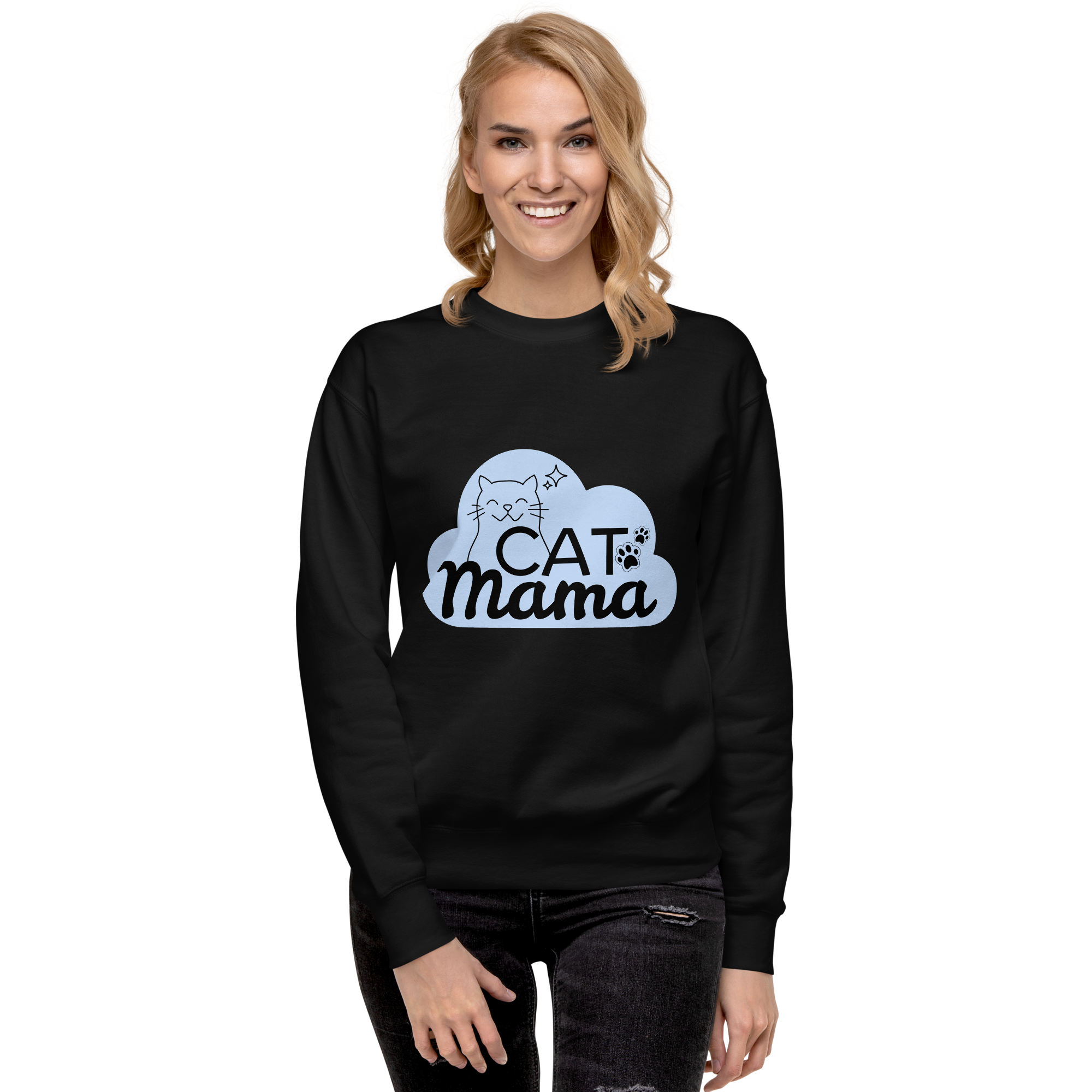 Unisex Cat Mama Premium Printed Sweatshirt charcoal-heather