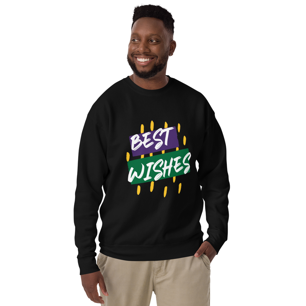 Unisex Best Wishes Premium Printed Sweatshirt black