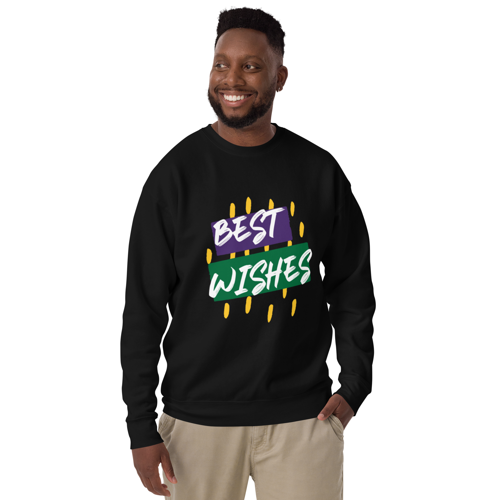 Unisex Best Wishes Premium Printed Sweatshirt black