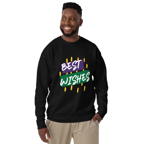 Unisex Best Wishes Premium Printed Sweatshirt black