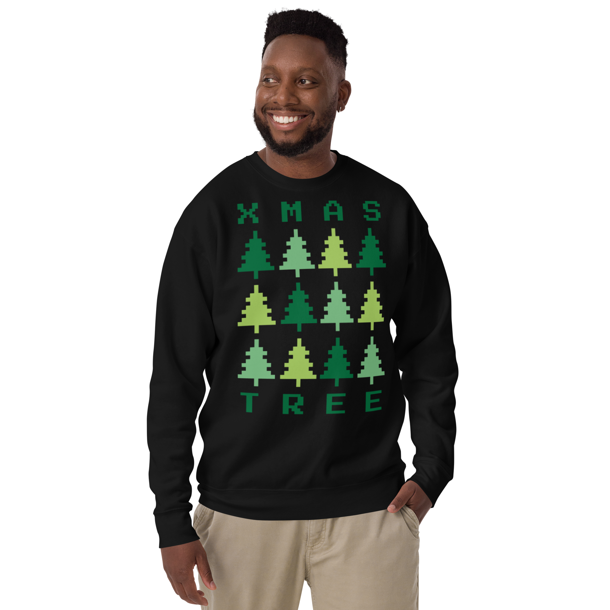 Unisex Xmas Tree Retro Premium Printed Sweatshirt team-royal