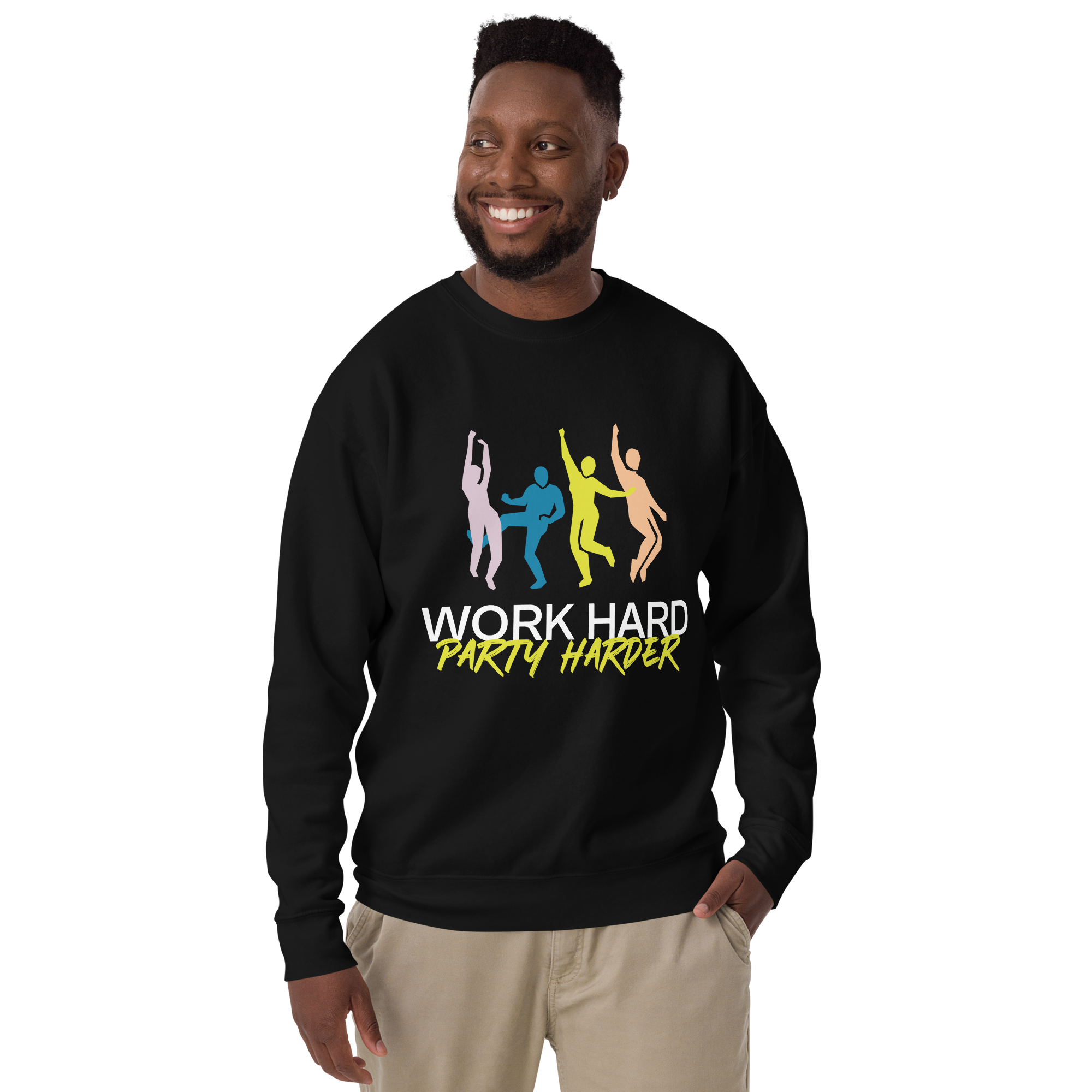 Unisex Work Hard Party Harder Premium Printed Sweatshirt team-royal