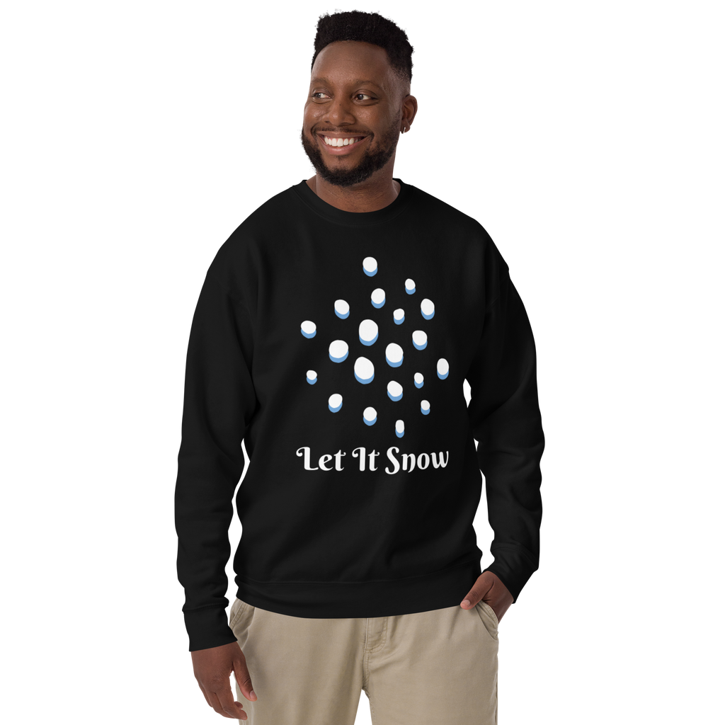 Unisex Let It Snow Winter Snowfall Premium Printed Sweatshirt black