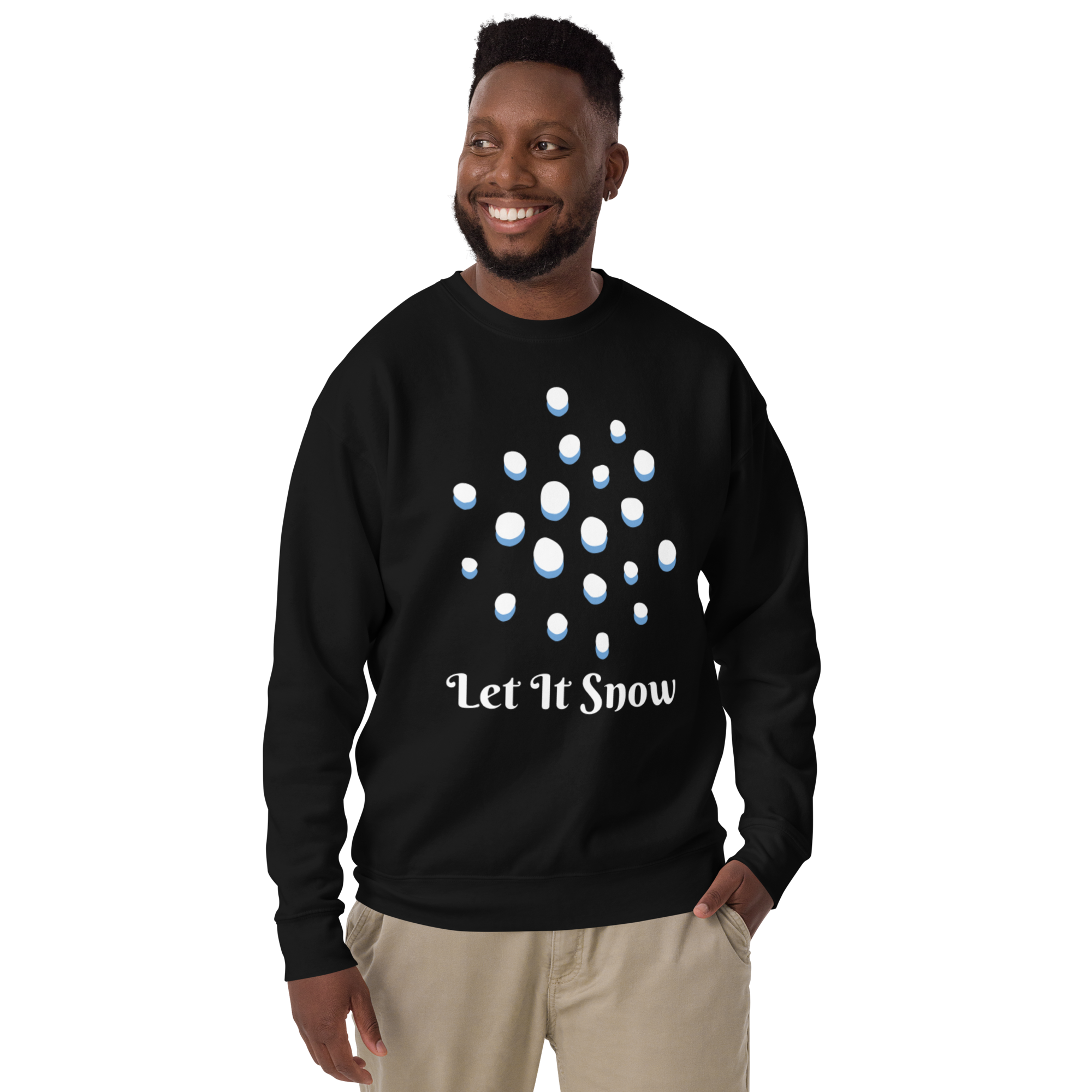 Unisex Let It Snow Winter Snowfall Premium Printed Sweatshirt black