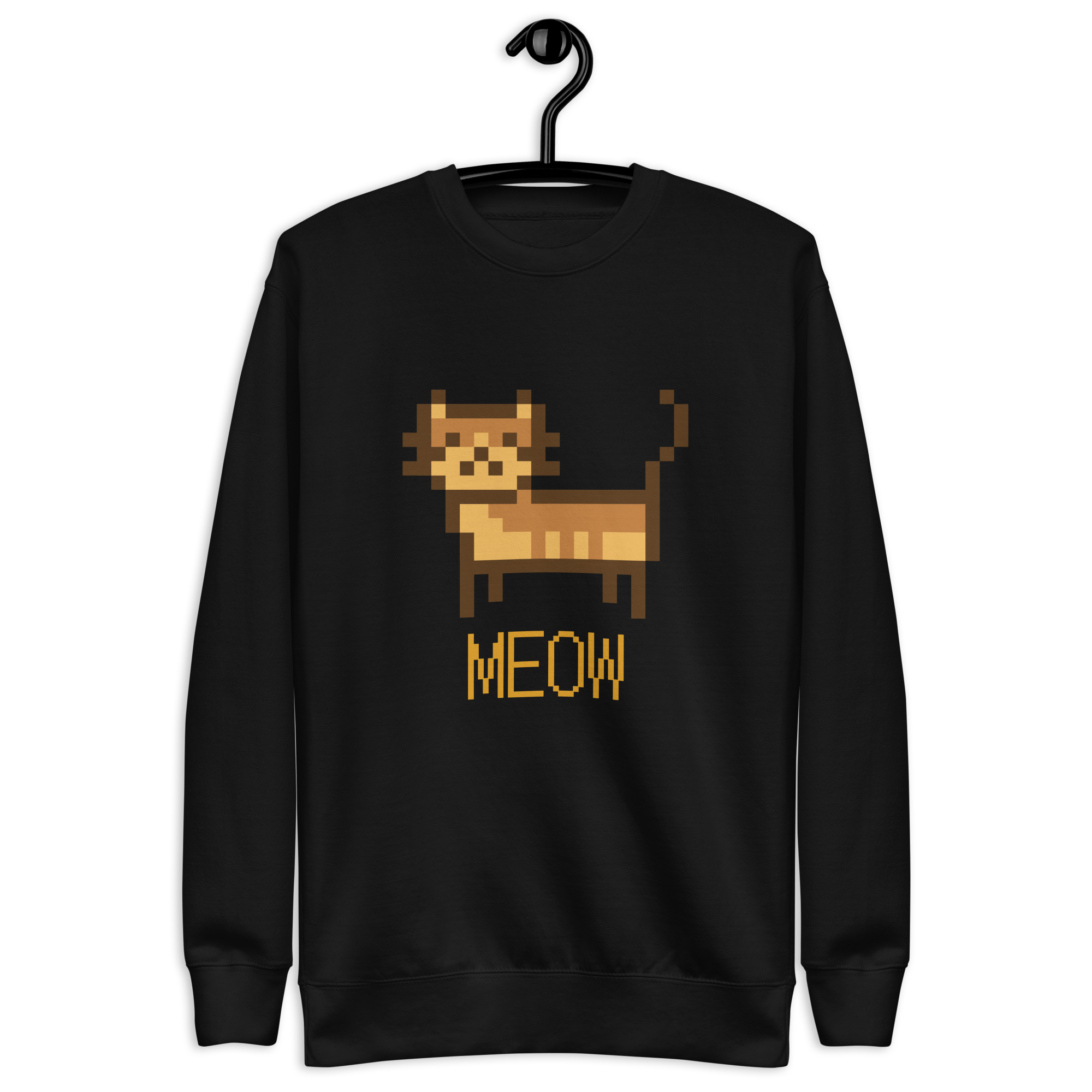 Unisex Pixel Cat Meow Premium Printed Sweatshirt forest-green