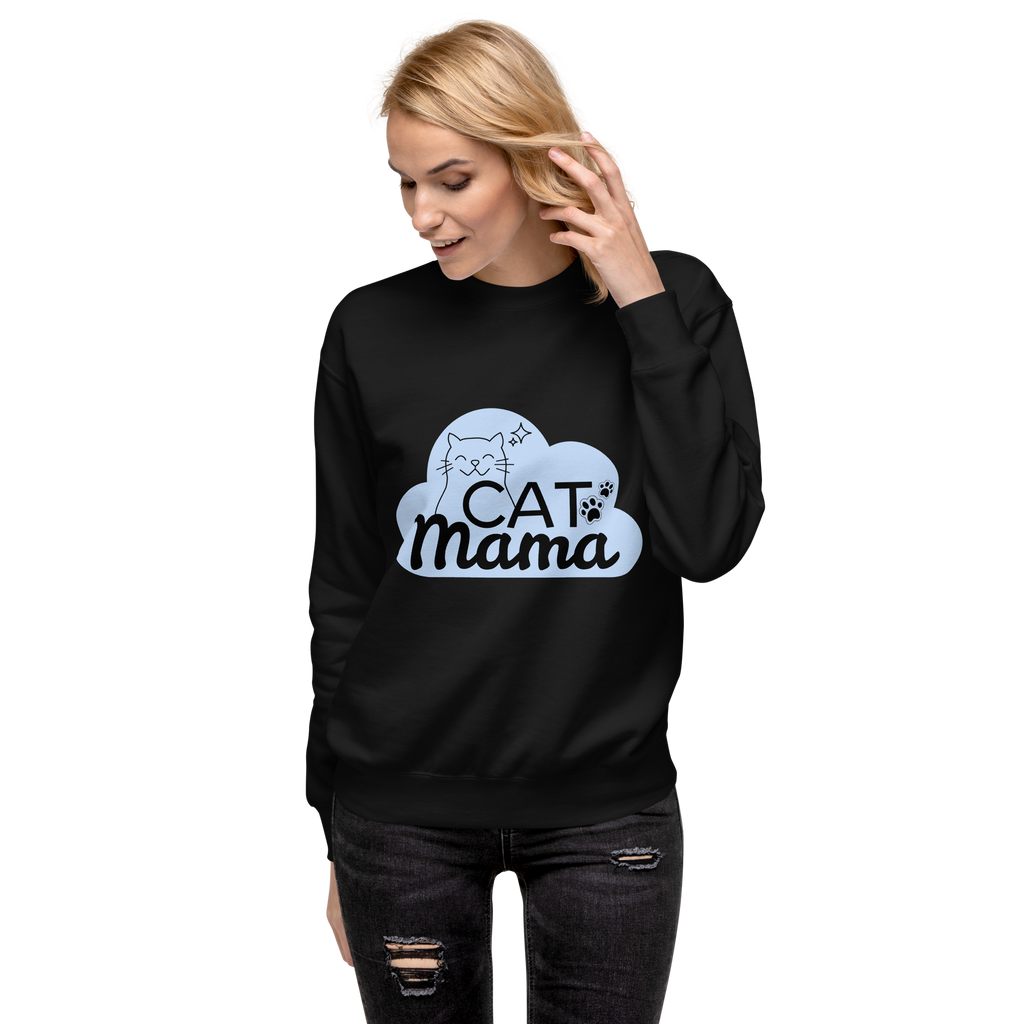 Unisex Cat Mama Premium Printed Sweatshirt charcoal-heather