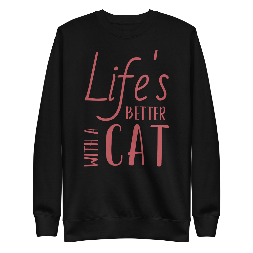 Unisex Life S Better With Cat Premium Printed Sweatshirt navy-blazer