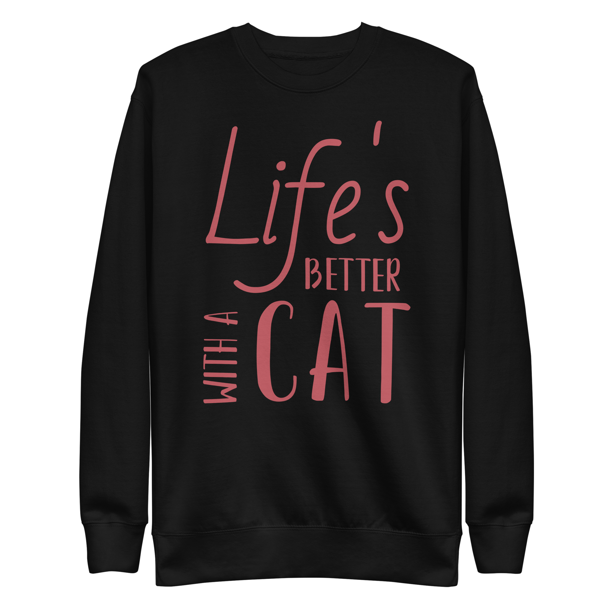 Unisex Life S Better With Cat Premium Printed Sweatshirt navy-blazer