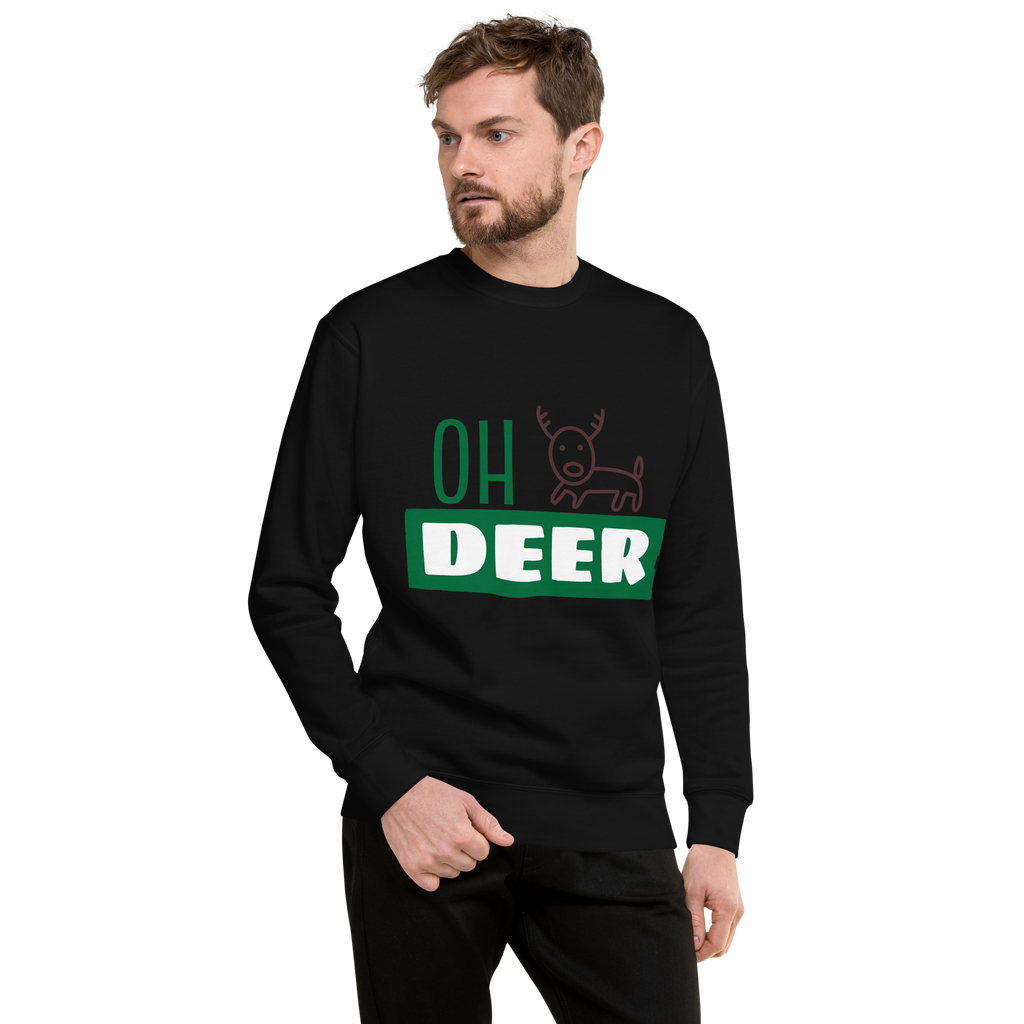 Unisex Deer Christmas Premium Printed Sweatshirt white