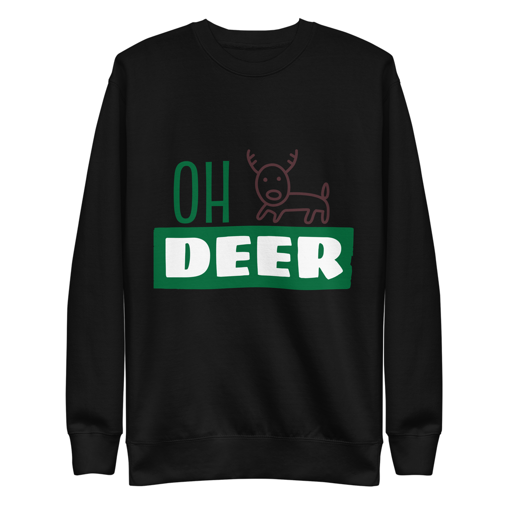 Unisex Deer Christmas Premium Printed Sweatshirt white