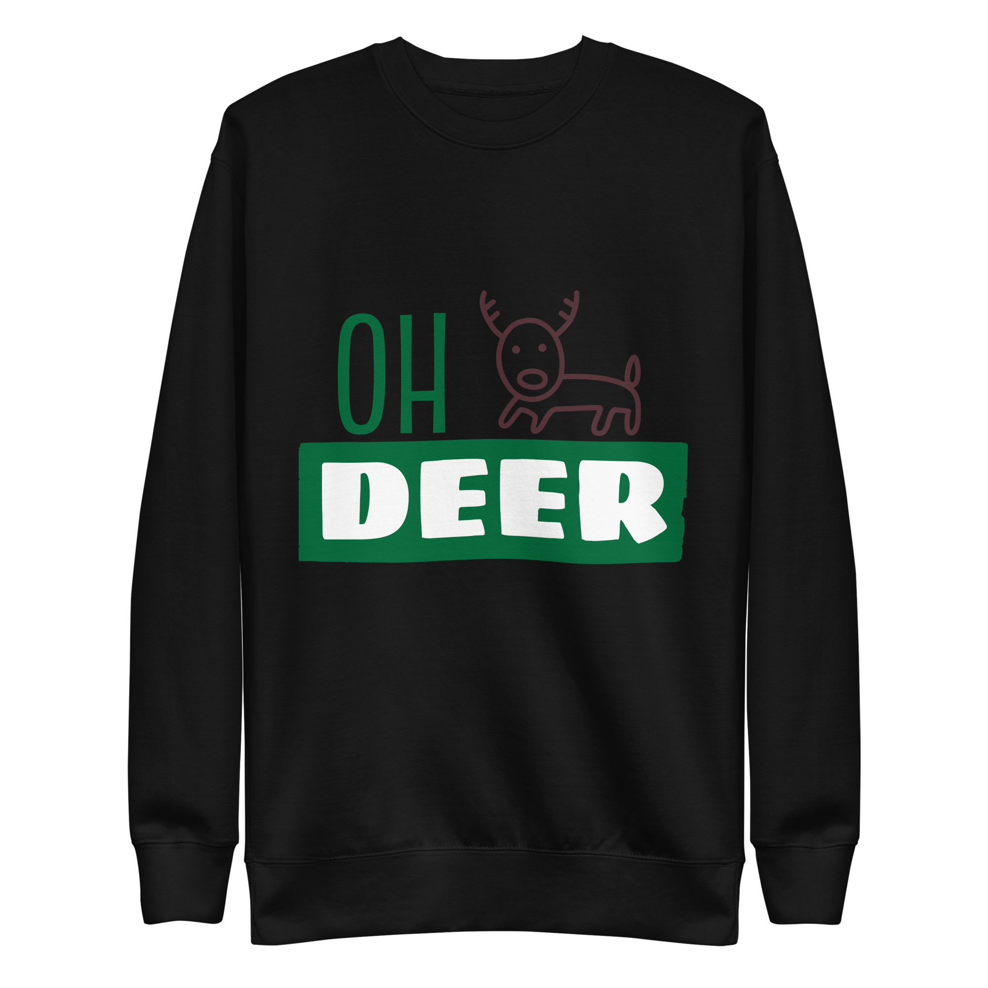 Unisex Deer Christmas Premium Printed Sweatshirt white