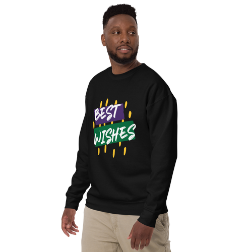 Unisex Best Wishes Premium Printed Sweatshirt black