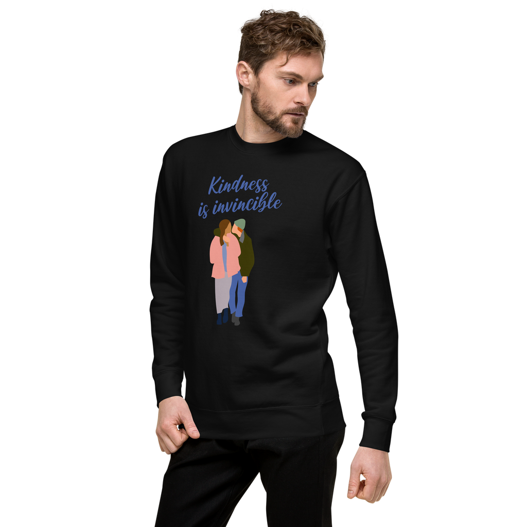 Unisex Kindness Is Invincible Premium Printed Sweatshirt black