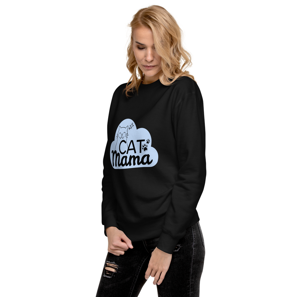 Unisex Cat Mama Premium Printed Sweatshirt charcoal-heather