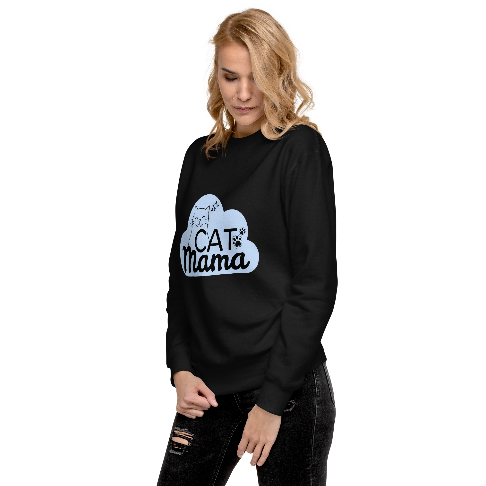 Unisex Cat Mama Premium Printed Sweatshirt charcoal-heather