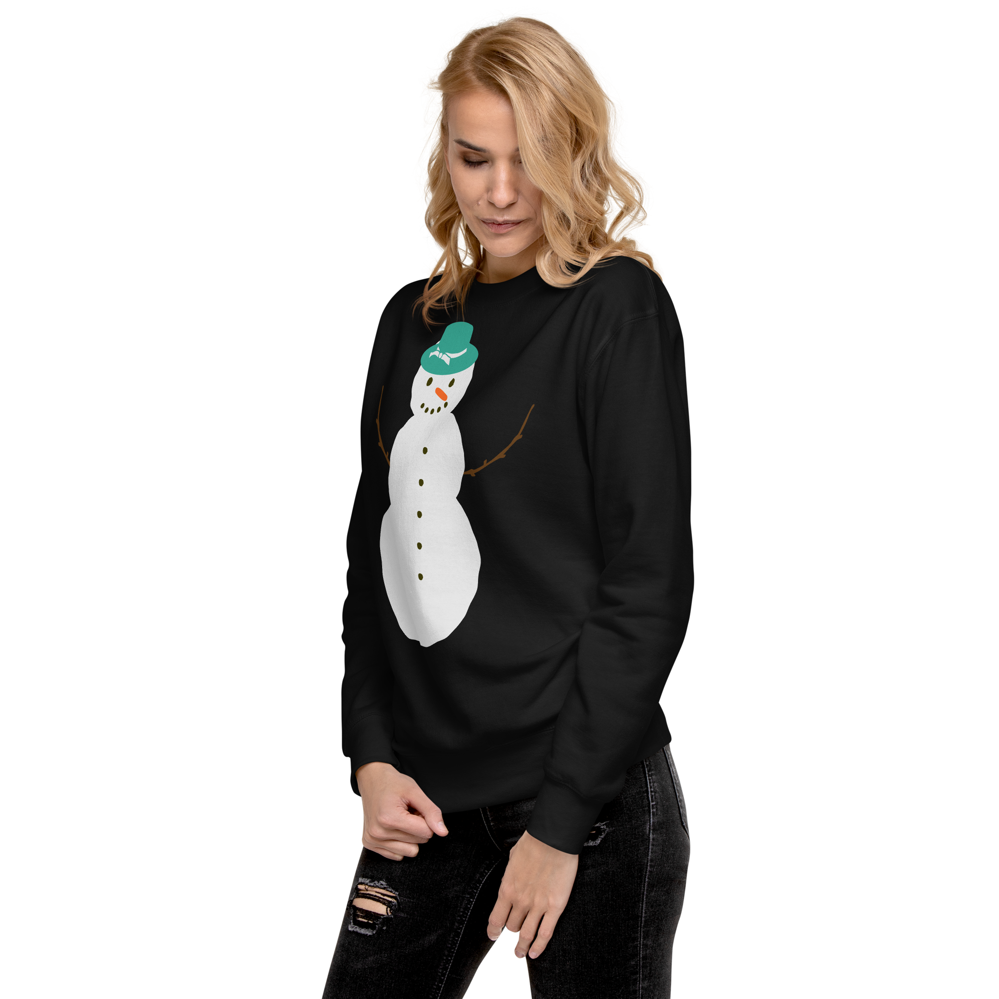 Unisex Snowman Christmas Premium Printed Sweatshirt black