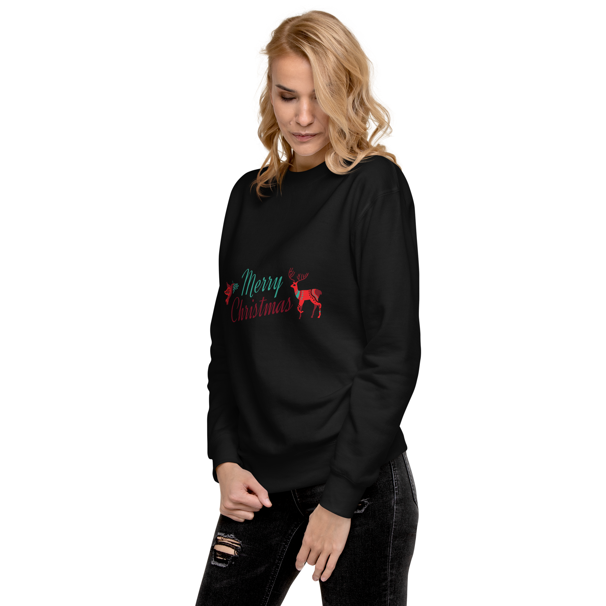 Unisex Deer Christmas Premium Printed Sweatshirt 1 carbon-grey