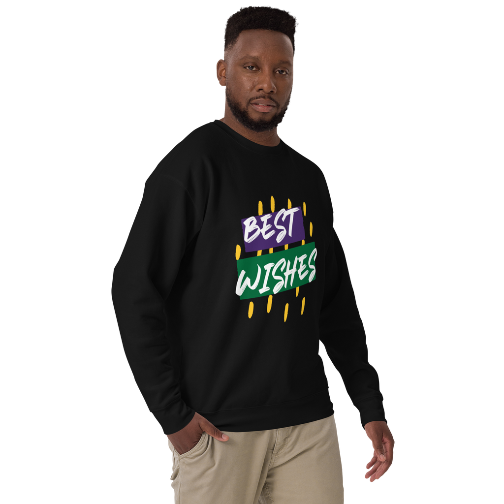 Unisex Best Wishes Premium Printed Sweatshirt black