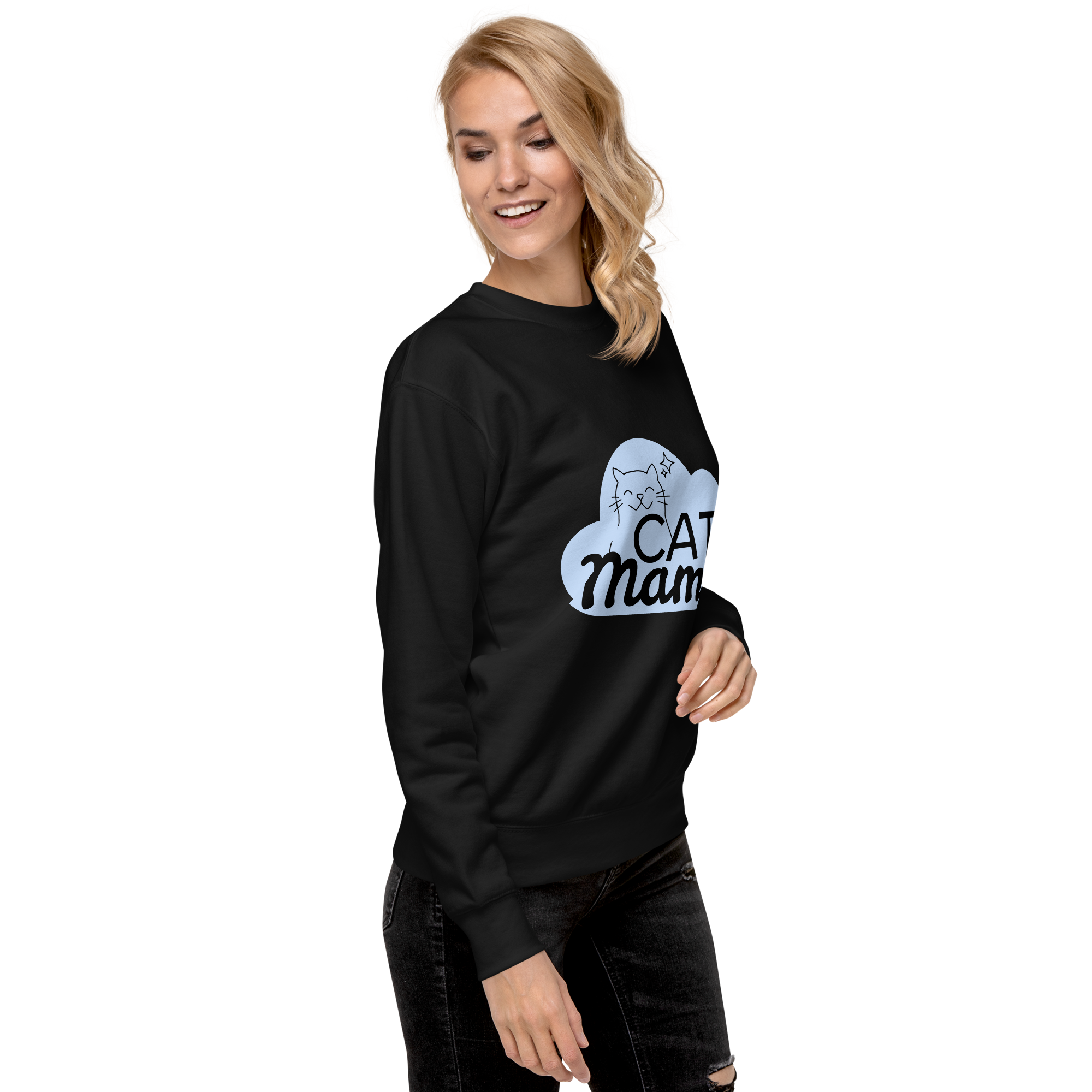 Unisex Cat Mama Premium Printed Sweatshirt team-royal