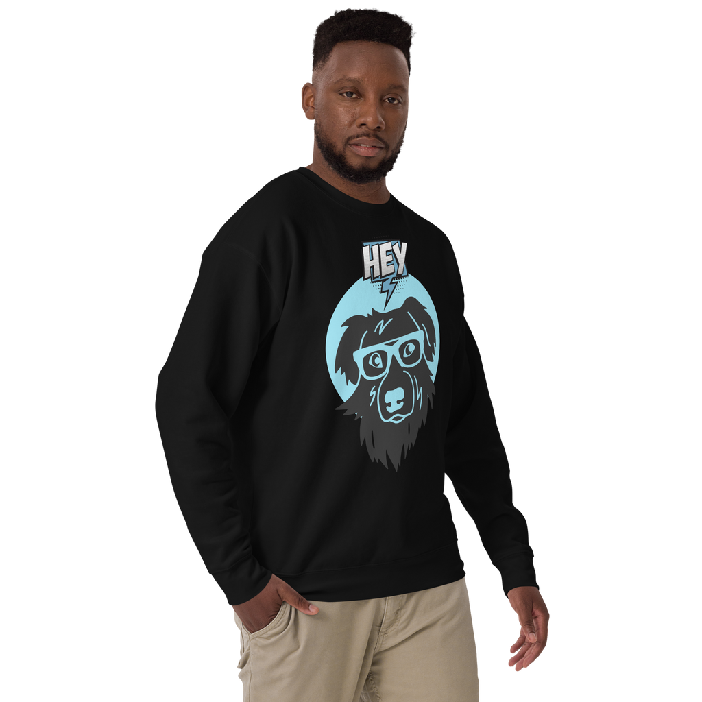 Unisex Hey Dog Graphic Premium Printed Sweatshirt white