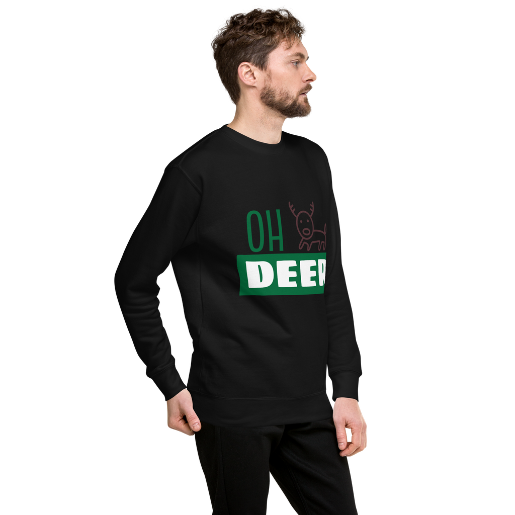 Unisex Deer Christmas Premium Printed Sweatshirt white