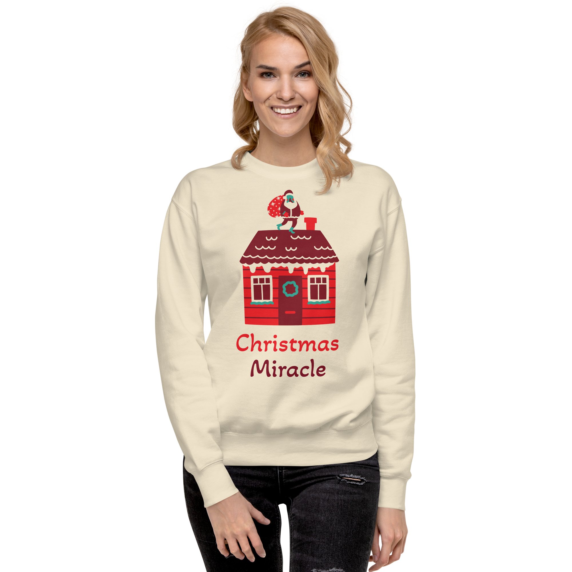 Unisex Christmas Miracle Home Premium Printed Sweatshirt black