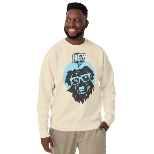 Unisex Hey Dog Graphic Premium Printed Sweatshirt black