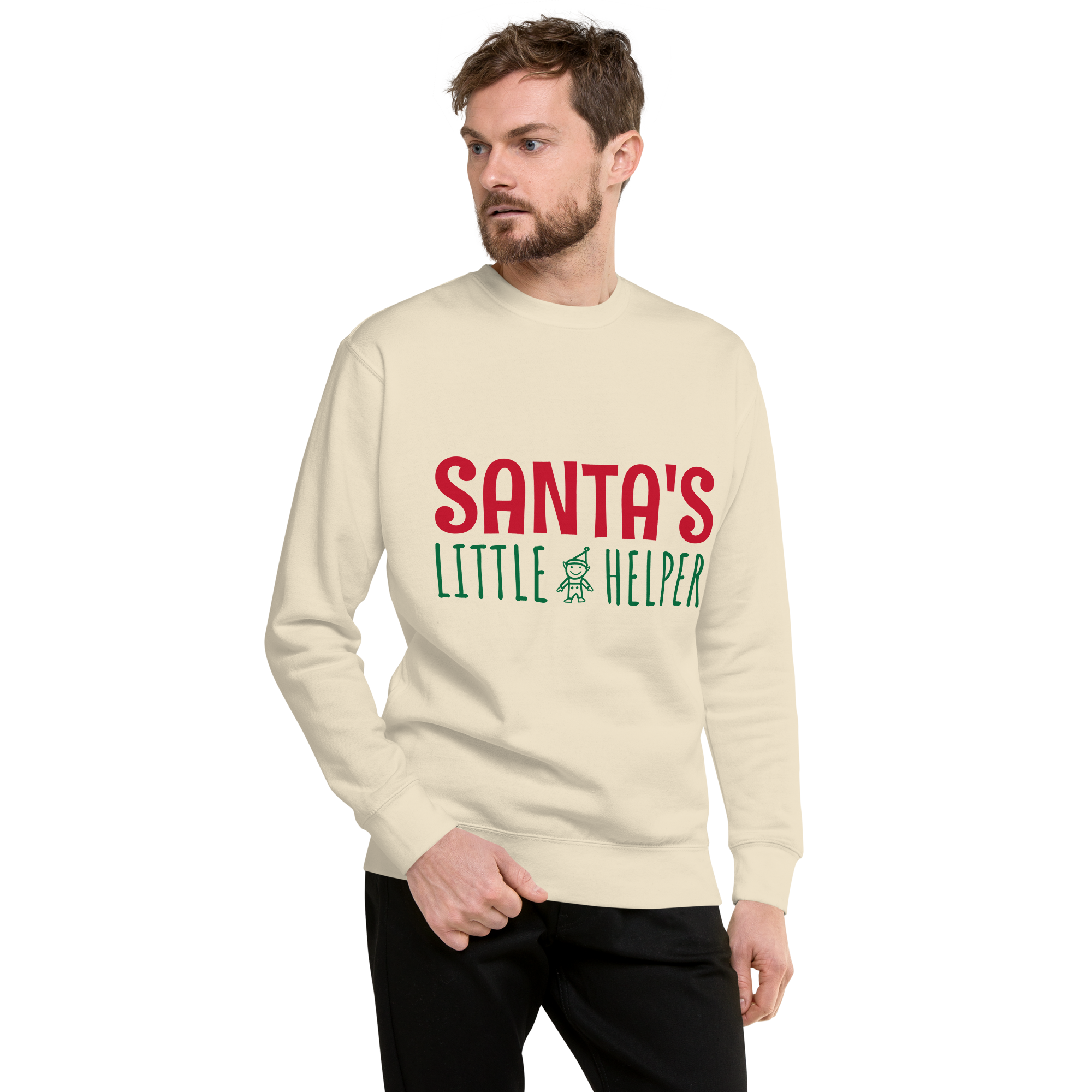 Unisex Santa S Little Helper Premium Printed Sweatshirt carbon-grey