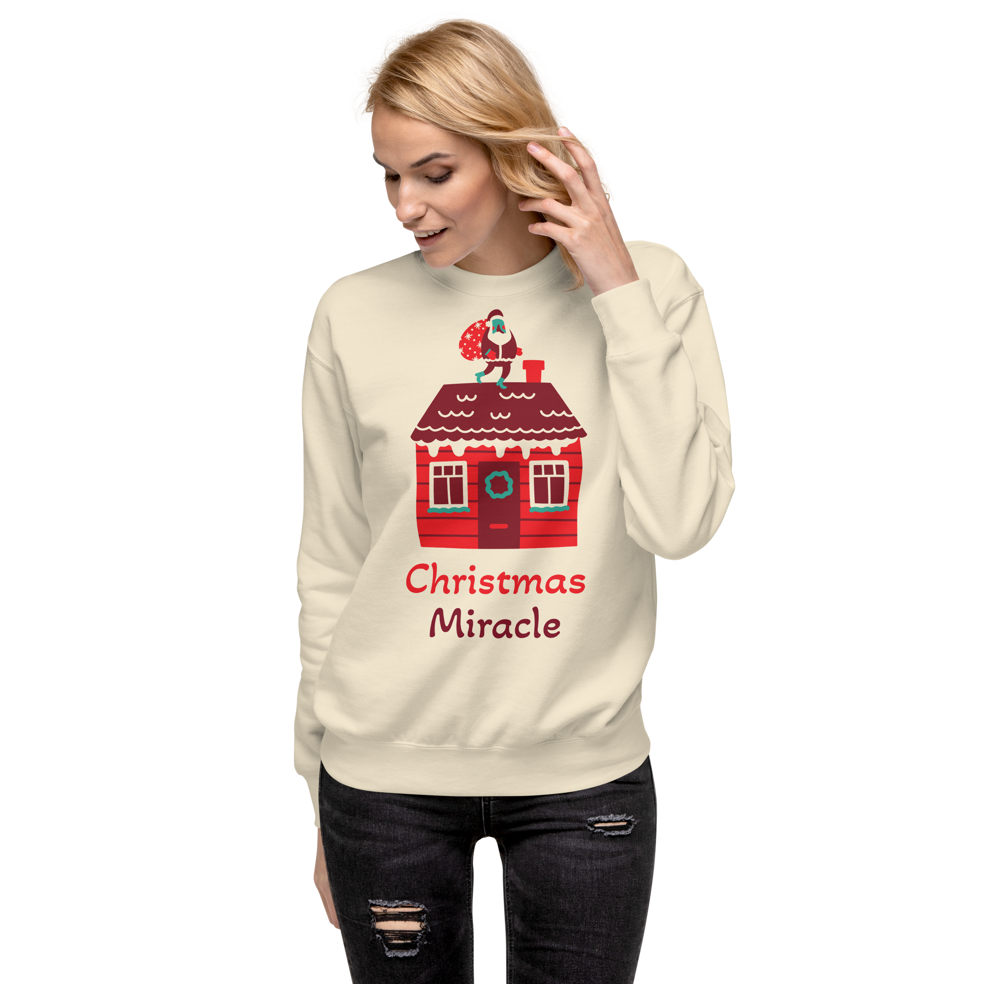 Unisex Christmas Miracle Home Premium Printed Sweatshirt black