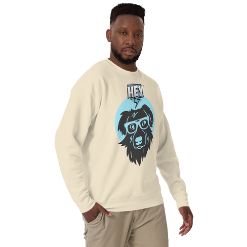 Unisex Hey Dog Graphic Premium Printed Sweatshirt black