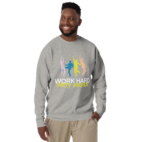 Unisex Work Hard Party Harder Premium Printed Sweatshirt black