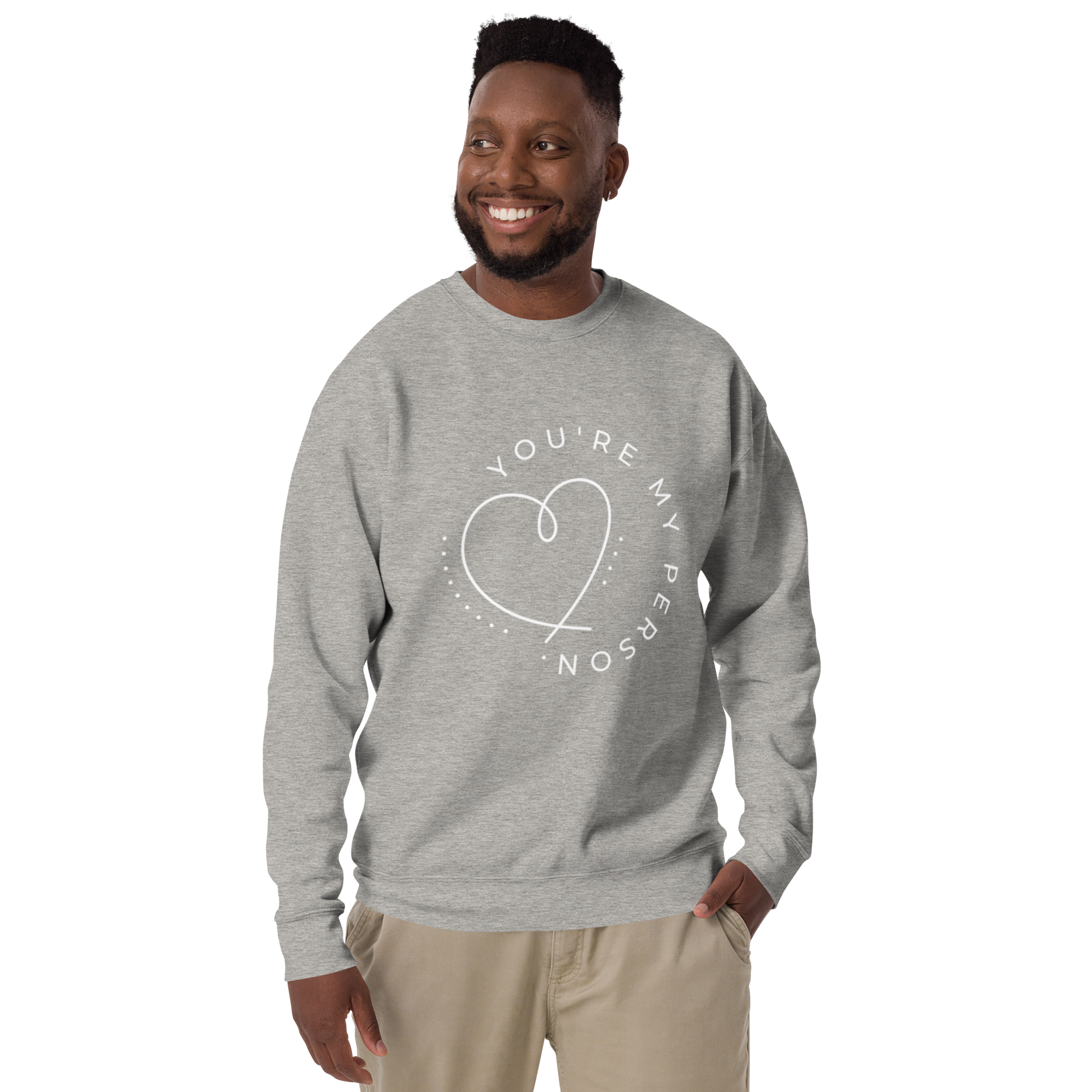 Unisex You Re My Person Heart Line Premium Printed Sweatshirt carbon-grey