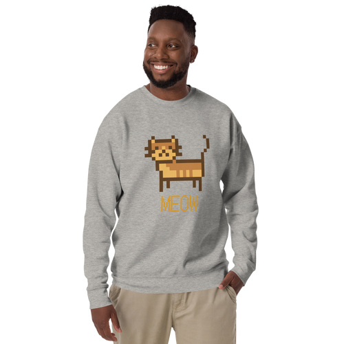 Unisex Pixel Cat Meow Premium Printed Sweatshirt black