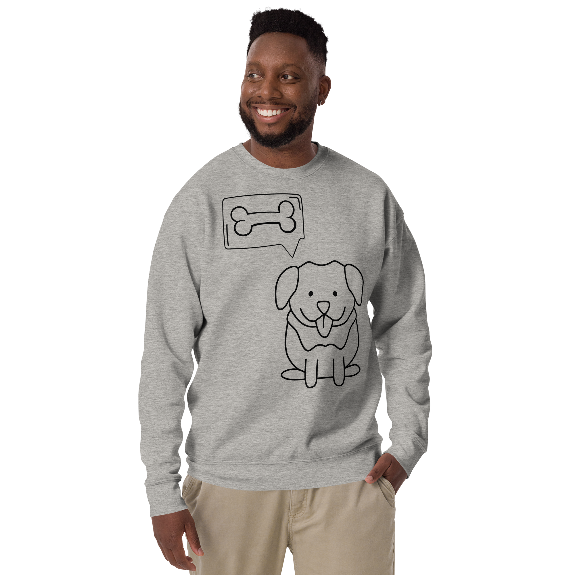 Unisex Cute Dog With A Bone Premium Printed Sweatshirt white