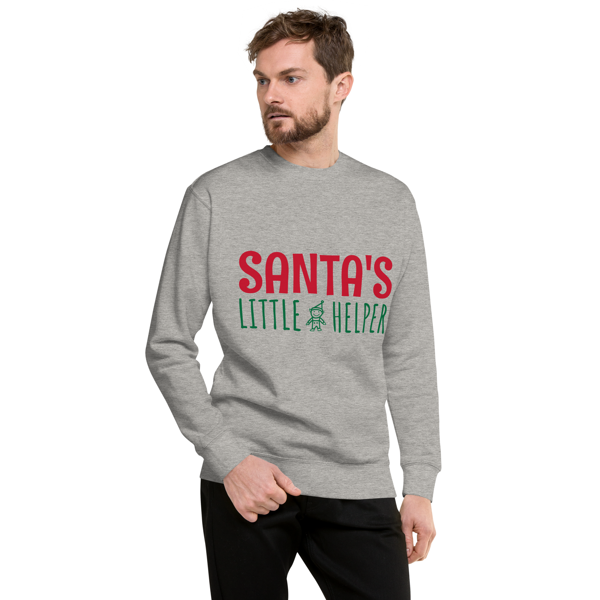 Unisex Santa S Little Helper Premium Printed Sweatshirt black