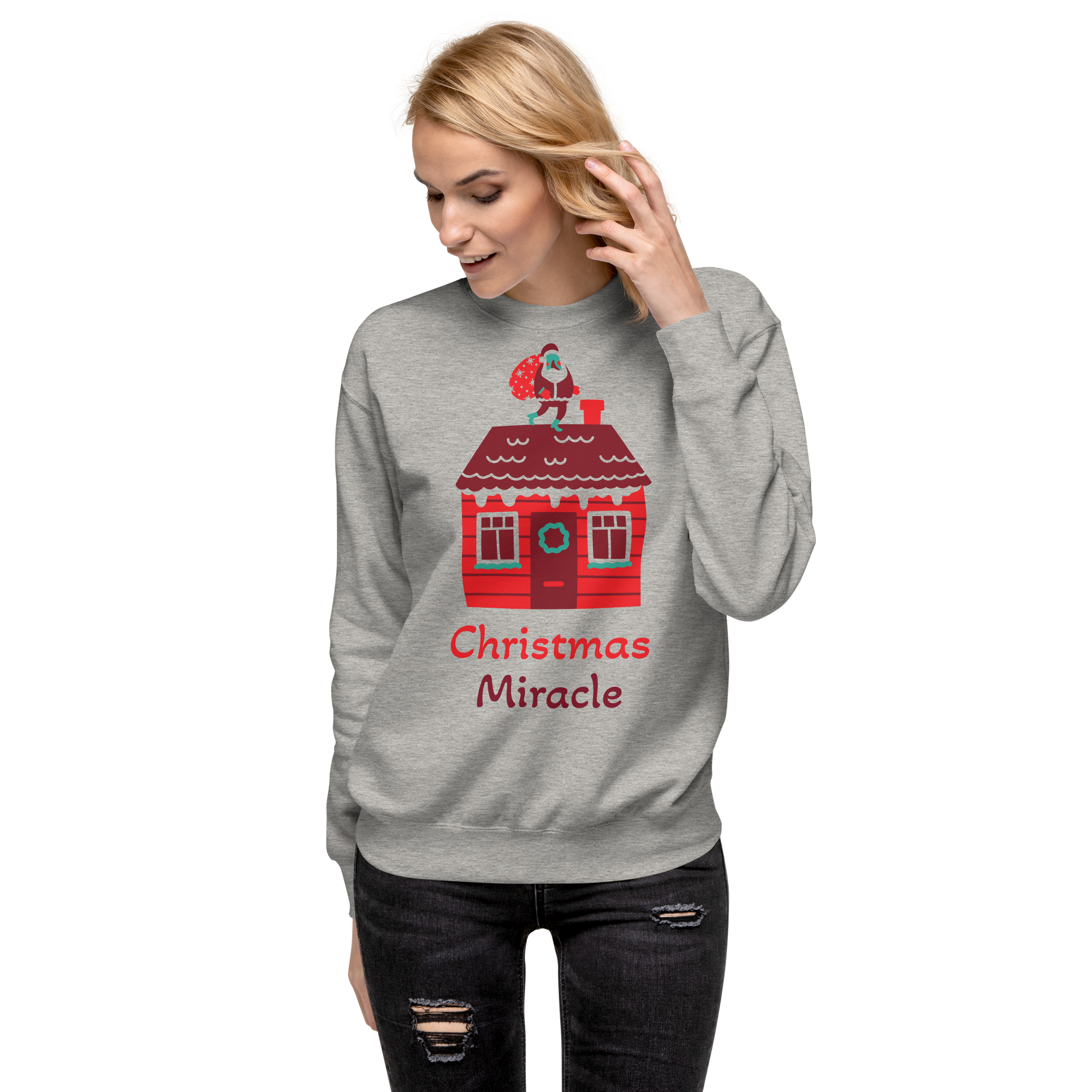 Unisex Christmas Miracle Home Premium Printed Sweatshirt team-red