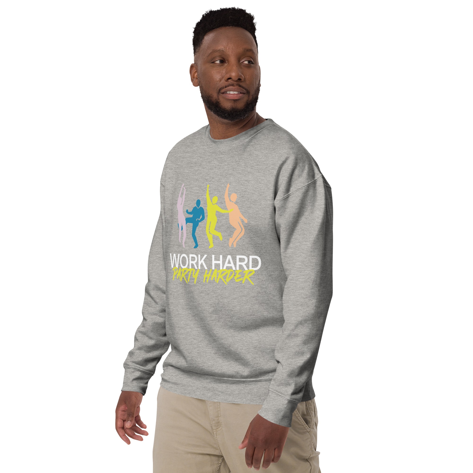 Unisex Work Hard Party Harder Premium Printed Sweatshirt black