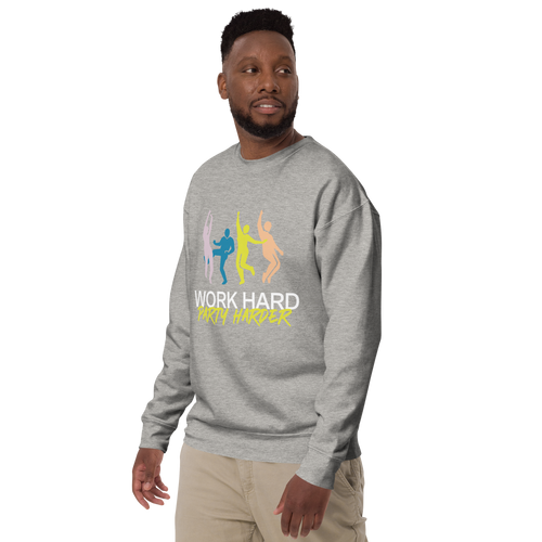 Unisex Work Hard Party Harder Premium Printed Sweatshirt black