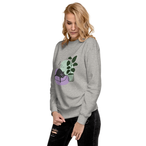 Unisex Cat Couch Premium Printed Sweatshirt forest-green