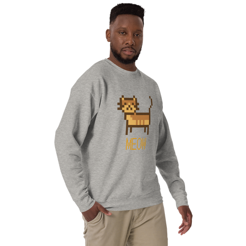 Unisex Pixel Cat Meow Premium Printed Sweatshirt black