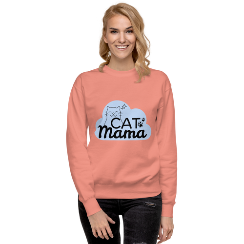Unisex Cat Mama Premium Printed Sweatshirt black
