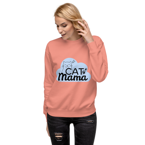 Unisex Cat Mama Premium Printed Sweatshirt black