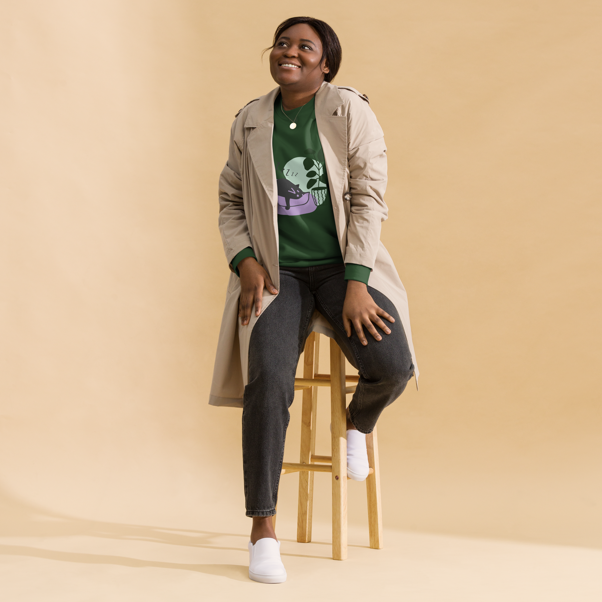 Unisex Cat Couch Premium Printed Sweatshirt 
