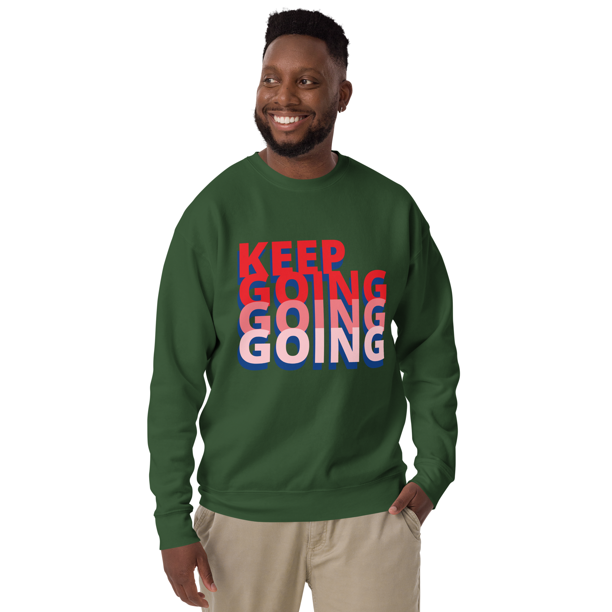 Unisex Keep Going Premium Printed Sweatshirt forest-green