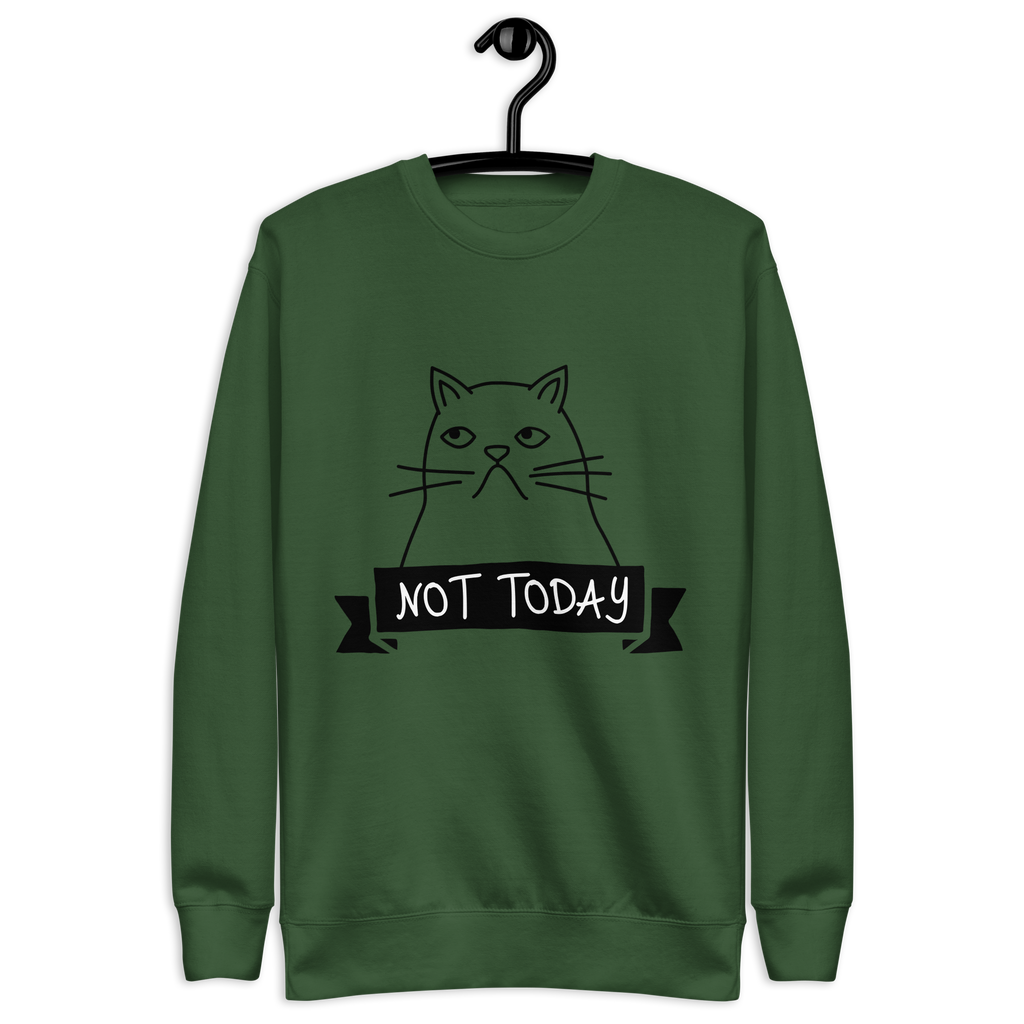 Unisex Not Today Cat Premium Printed Sweatshirt carbon-grey